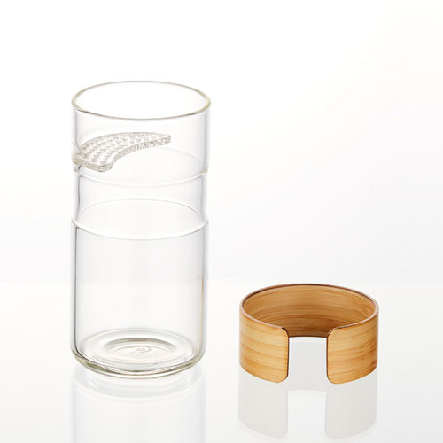 LDB010 Bamboo Handle Glass Filter Cup 250 ml