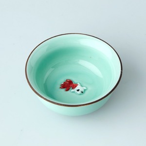 hemisphere red carp blue flower teacup