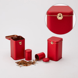 Tea Gift Steel Case for Leaf Tea 4P-Red