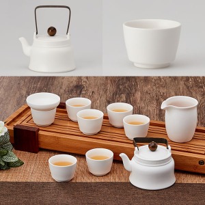 Matte Pure White Kettle-Type Tea Ware Set 10p