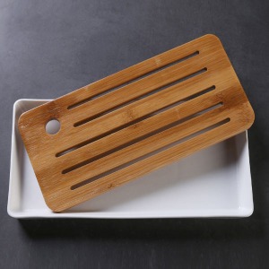 square ceramic bamboo tea plate
