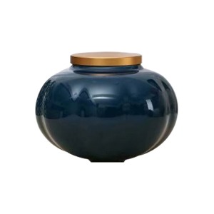 Pumpkin Pottery Tea Container-Deep Blue