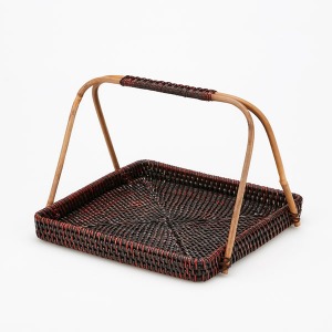 Rattan Handle Type Low Square Tray