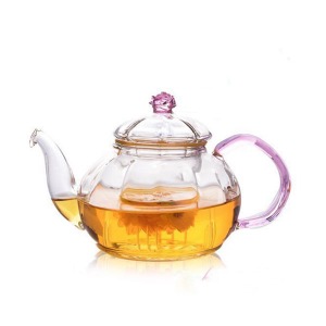 Pink Flower Glass Teapot 600 ml