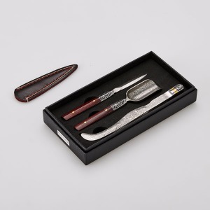 Hong Ji-mok shield-type Damascus luxury 3 types of tea knife set