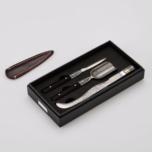 Blackwood Shield-type Damascus Luxury 3 types of tea knife set