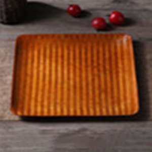 Bamboo art low lacquered square multi-purpose tray tray-medium 19.5 cm × 2 cm