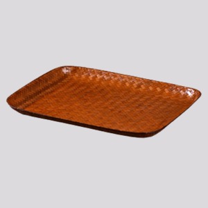 Bamboo art lacquered low square multi-purpose tray tray - large 22.5 cm x 19 cm x 2 cm