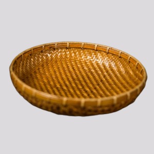 Bamboo art lacquered round multi-purpose tray - large 27 cm × 6.8 cm