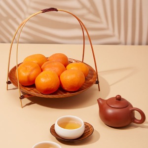 Bamboo Art lacquered round 1-tier tray-large 22.5 cm x 20.5 cm (pre-order, expected to arrive in early June)