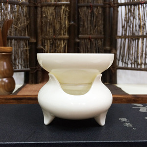 Pure white triangular incense burner type strainer set