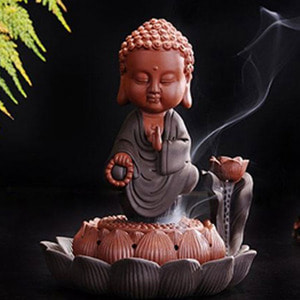 Lotus Flower Baby Buddha Round incense burner incense burner